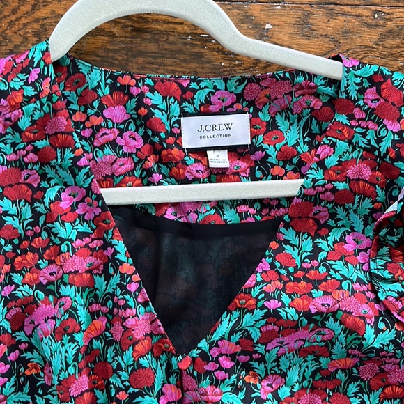 J.Crew Collection Drapey Puff-Sleeve Dress in Ratti Red Blooms - Picture 7 of 15